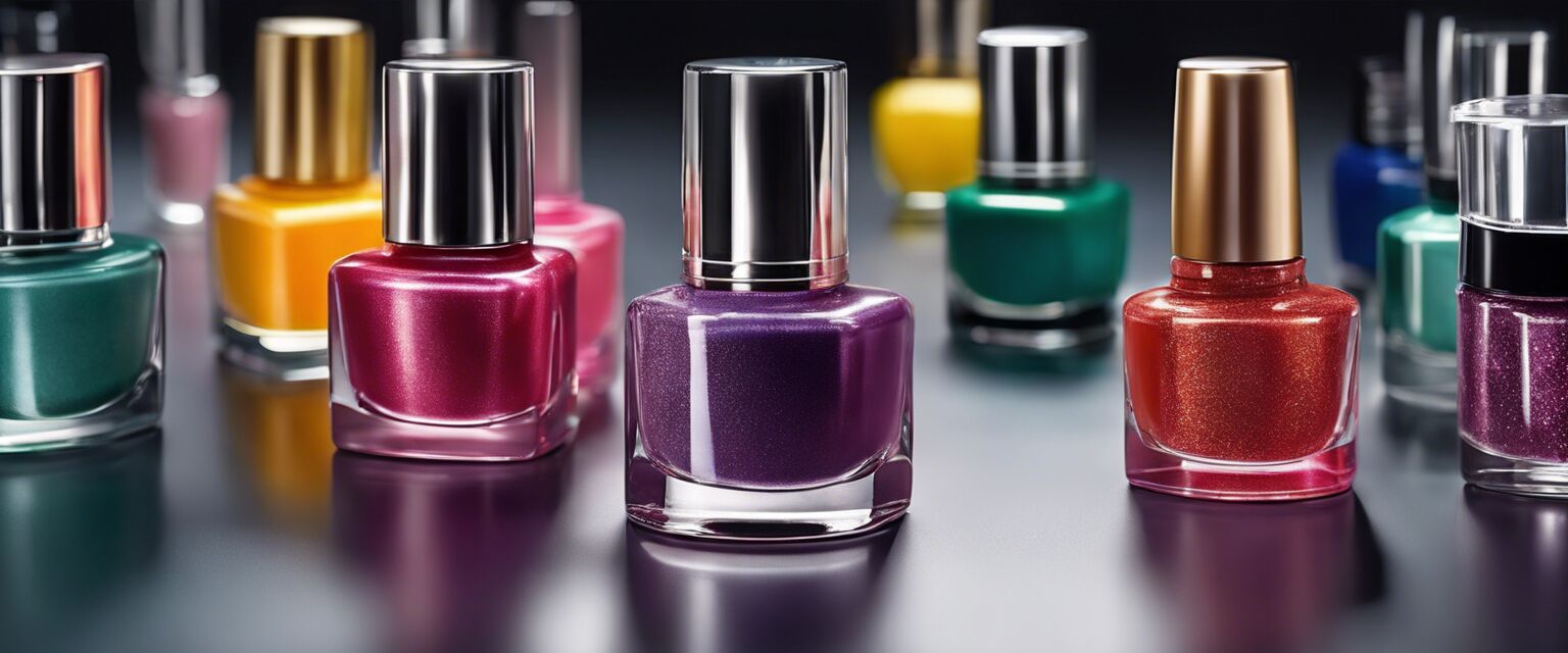 Variety of modern nail polish bottles.